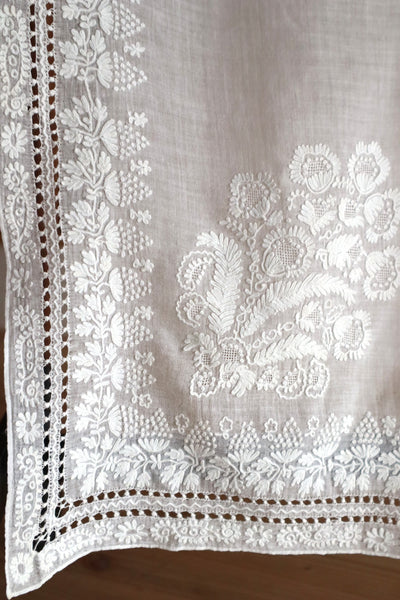 19th Century French Hand Embroidered Muslin Fichu
