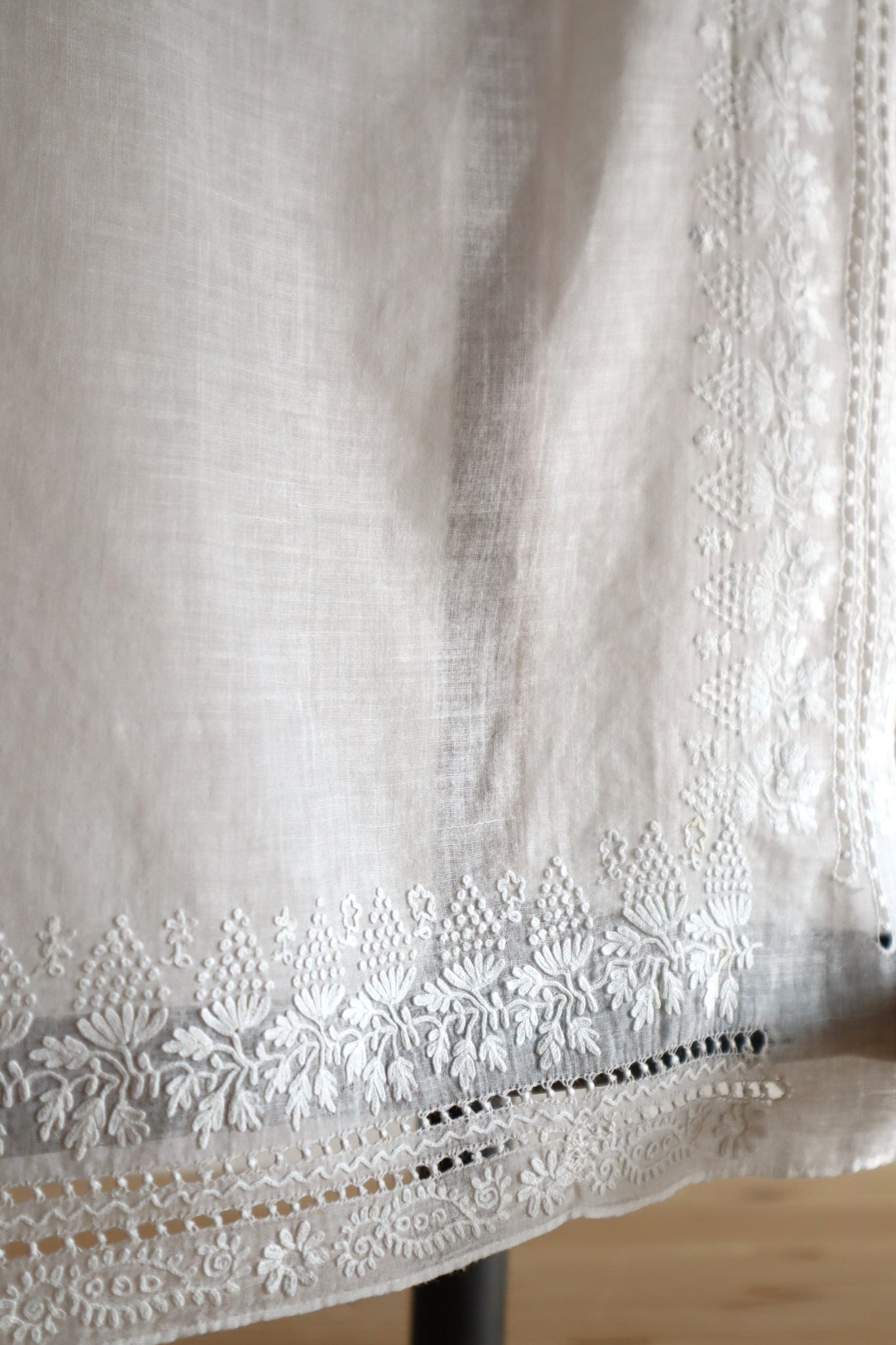 19th Century French Hand Embroidered Muslin Fichu