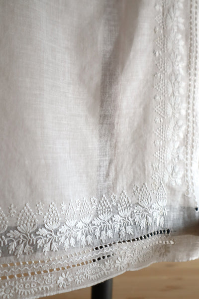 19th Century French Hand Embroidered Muslin Fichu