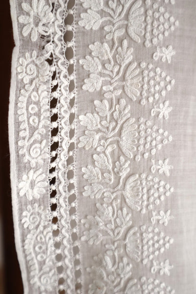 19th Century French Hand Embroidered Muslin Fichu