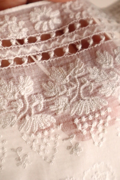 19th Century French Hand Embroidered Muslin Fichu