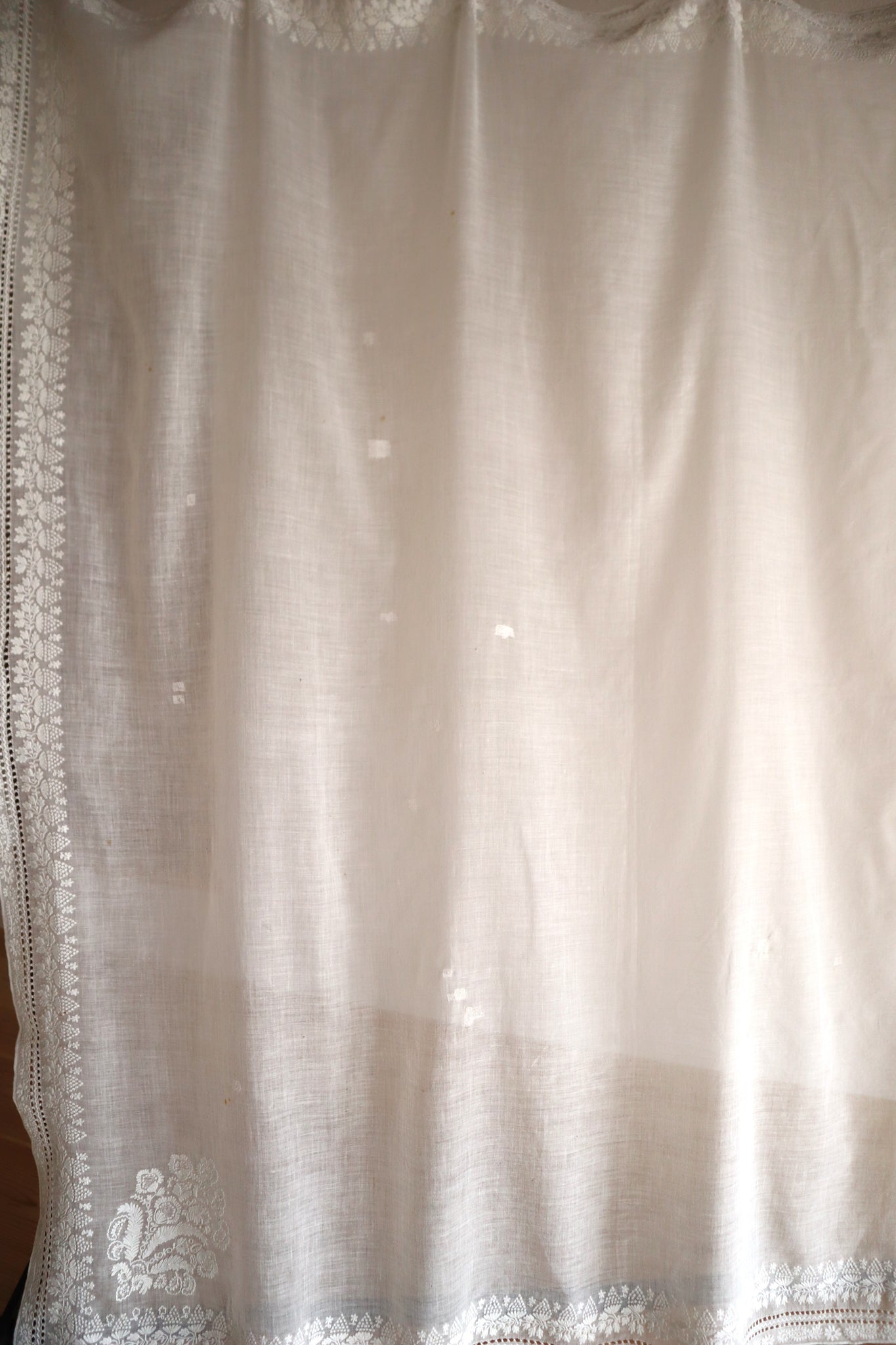 19th Century French Hand Embroidered Muslin Fichu