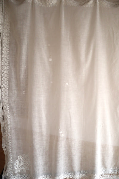 19th Century French Hand Embroidered Muslin Fichu
