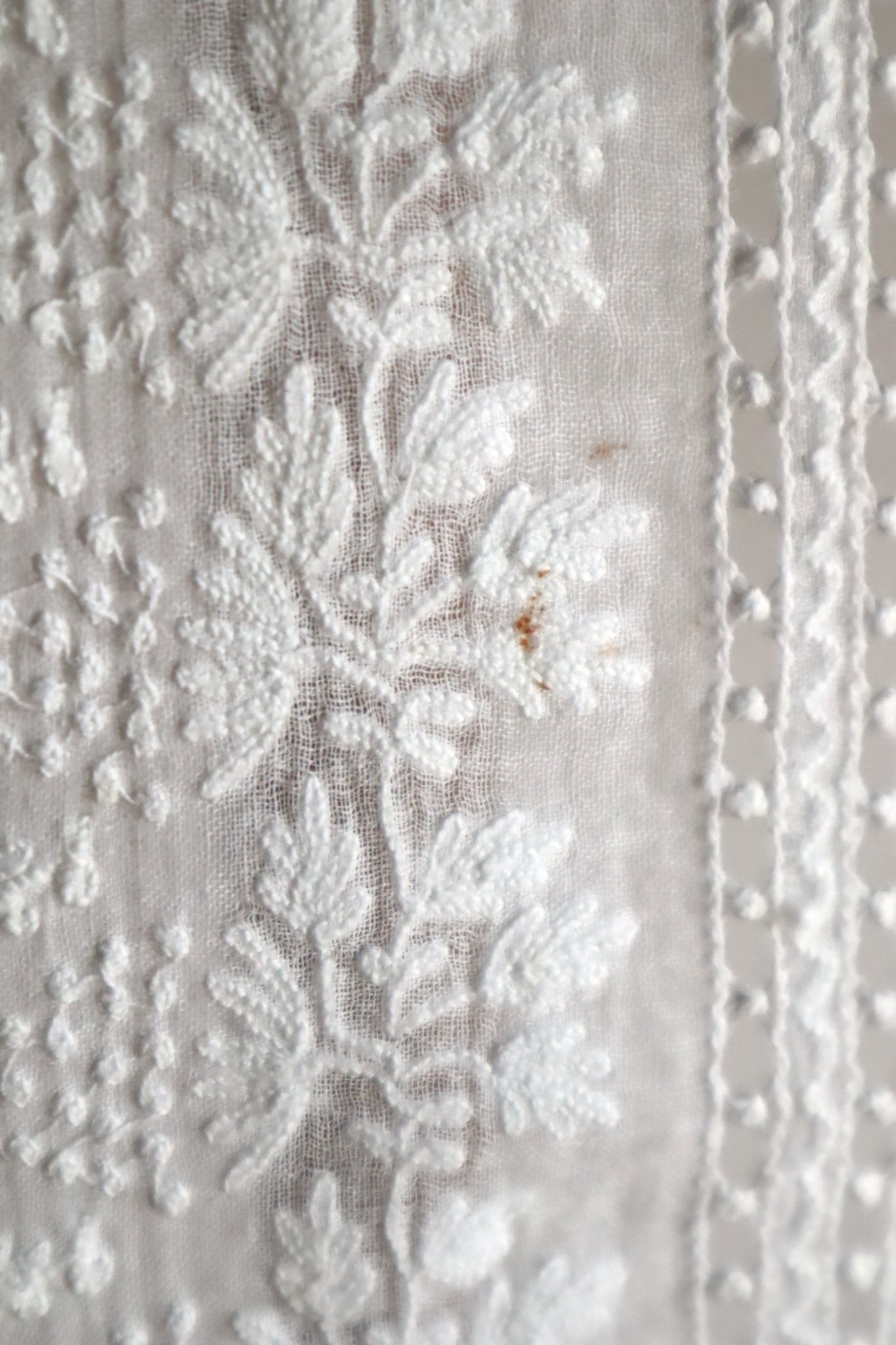 19th Century French Hand Embroidered Muslin Fichu