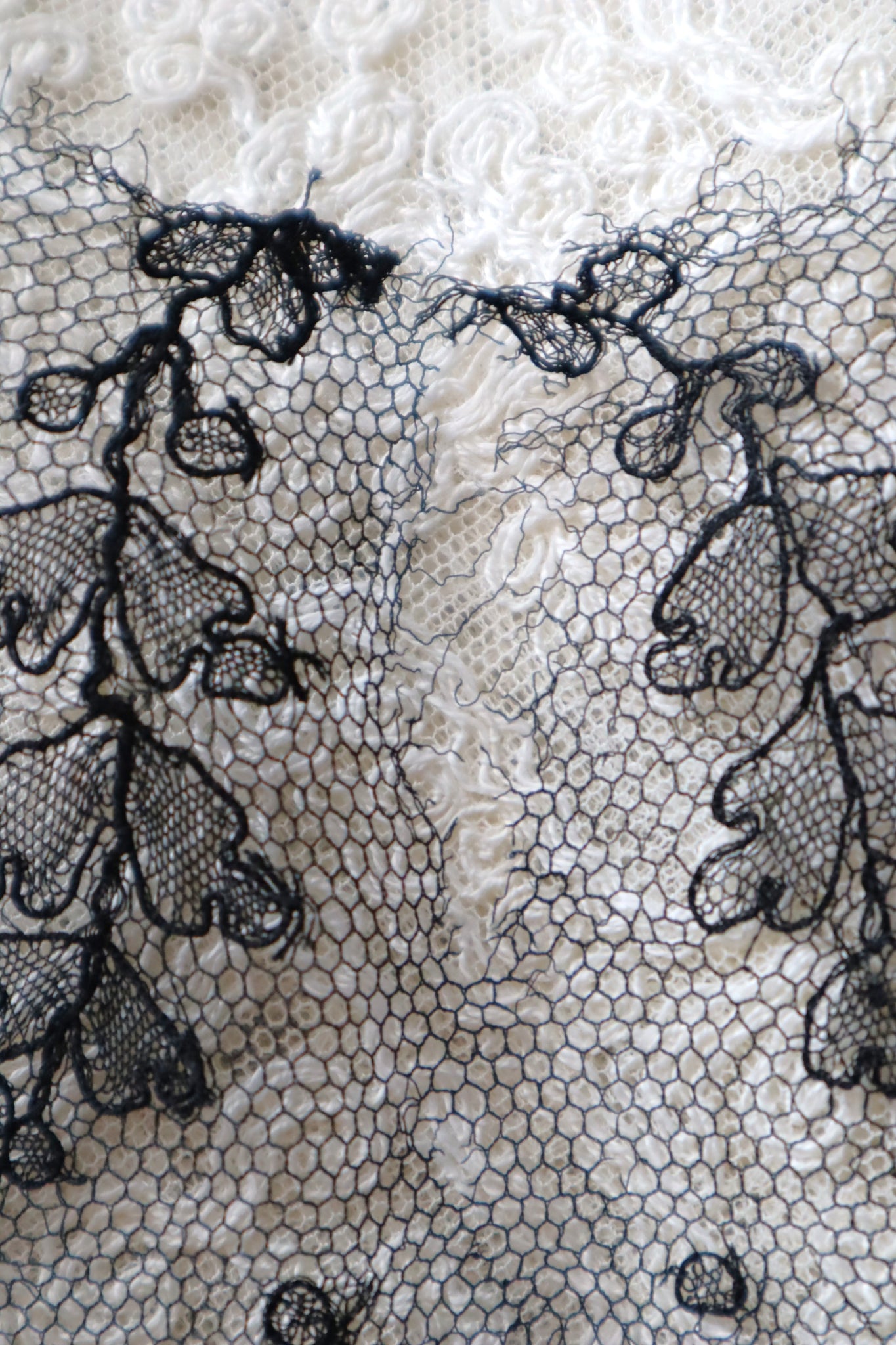 1900s Black Chantilly Style Lace Panel