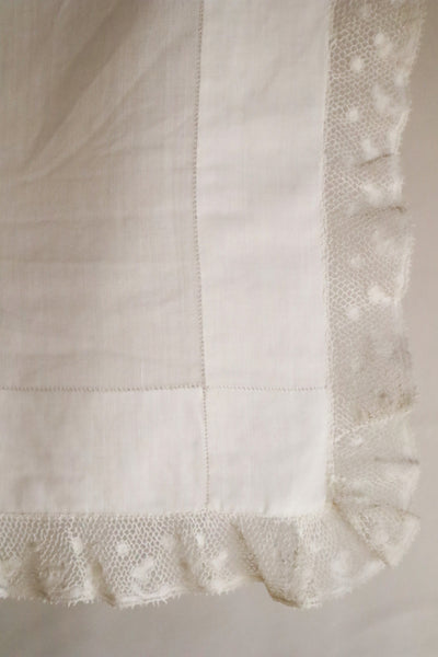 1890s French Monogram & Lace Handkerchief