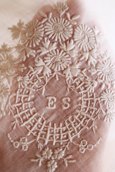 1890s French Monogram & Lace Handkerchief