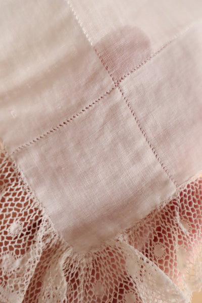 1890s French Monogram & Lace Handkerchief