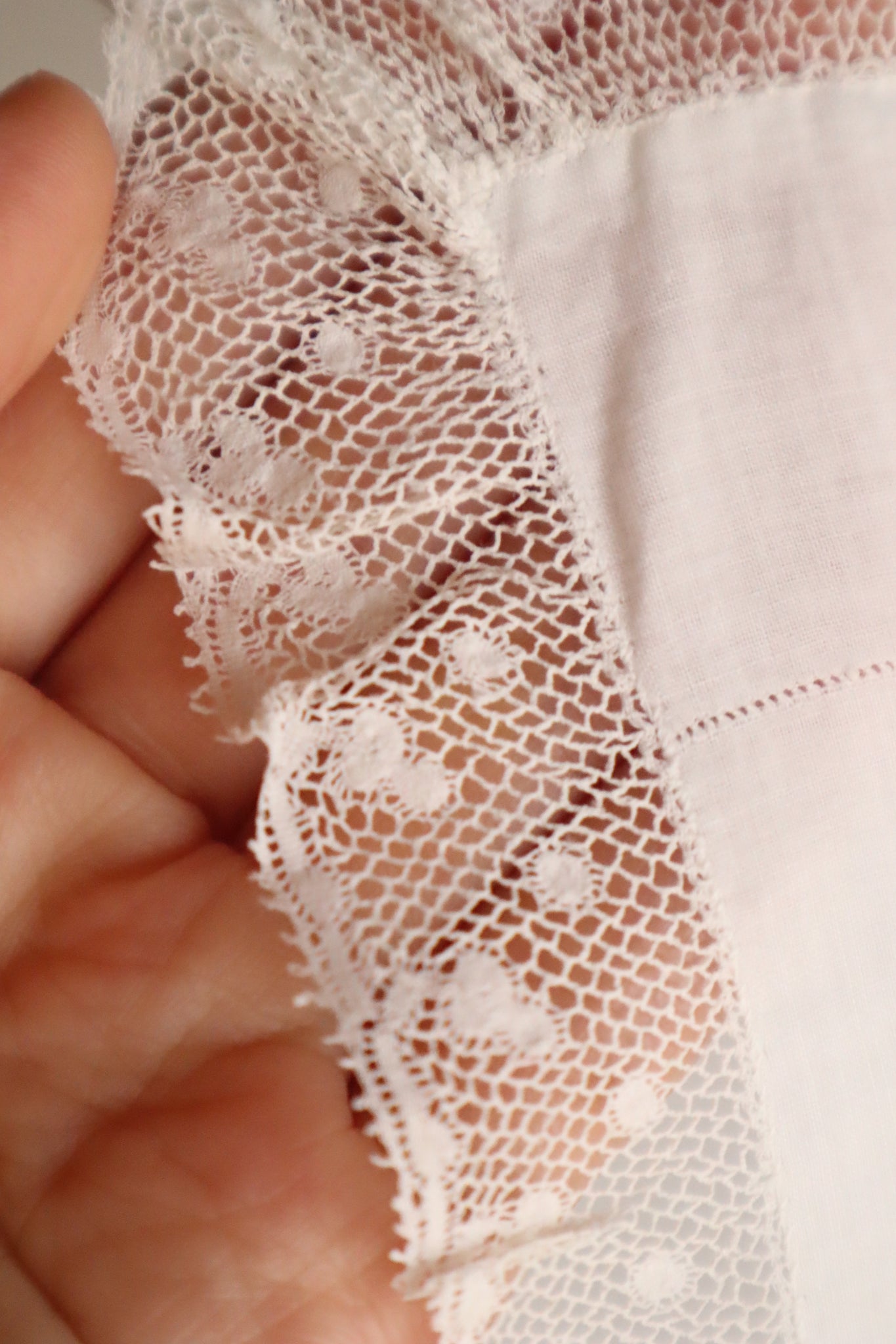1890s French Monogram & Lace Handkerchief