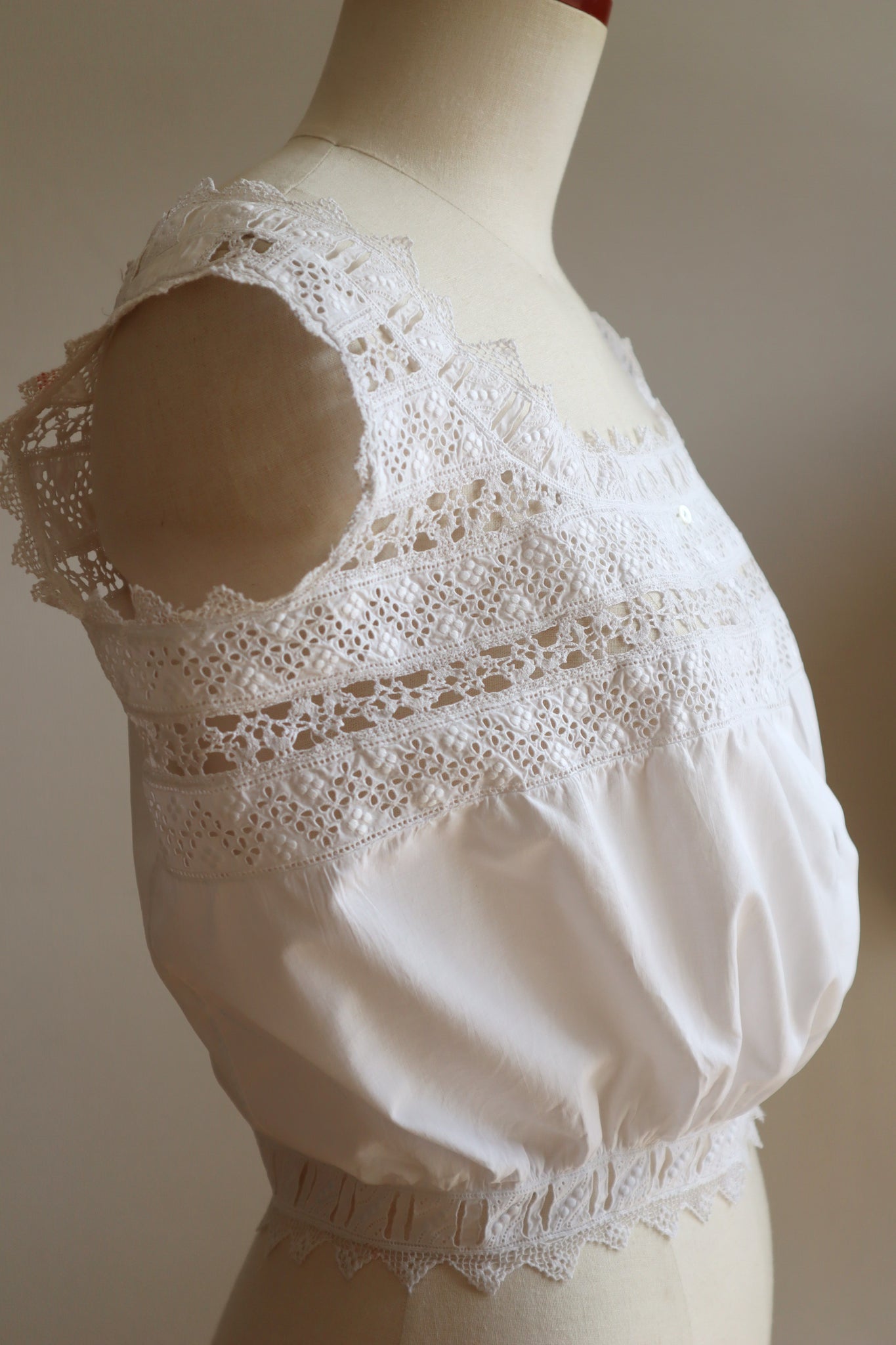1910s Bobbin Lace Corset Cover
