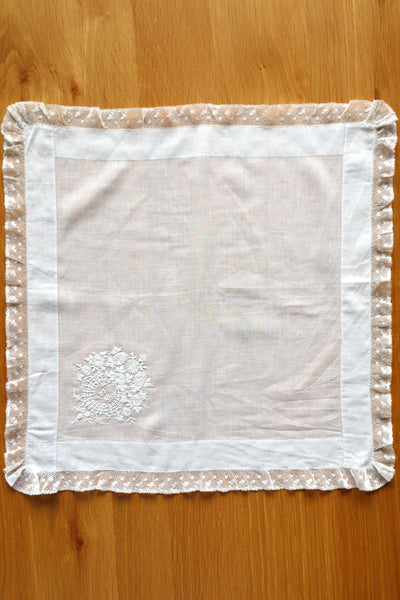 1890s French Monogram & Lace Handkerchief