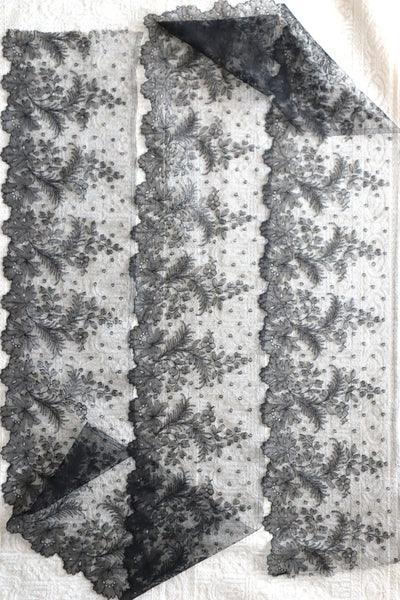 1920s Chantilly Style Lace Trim with Picot Edge, 268 × 19.5cm