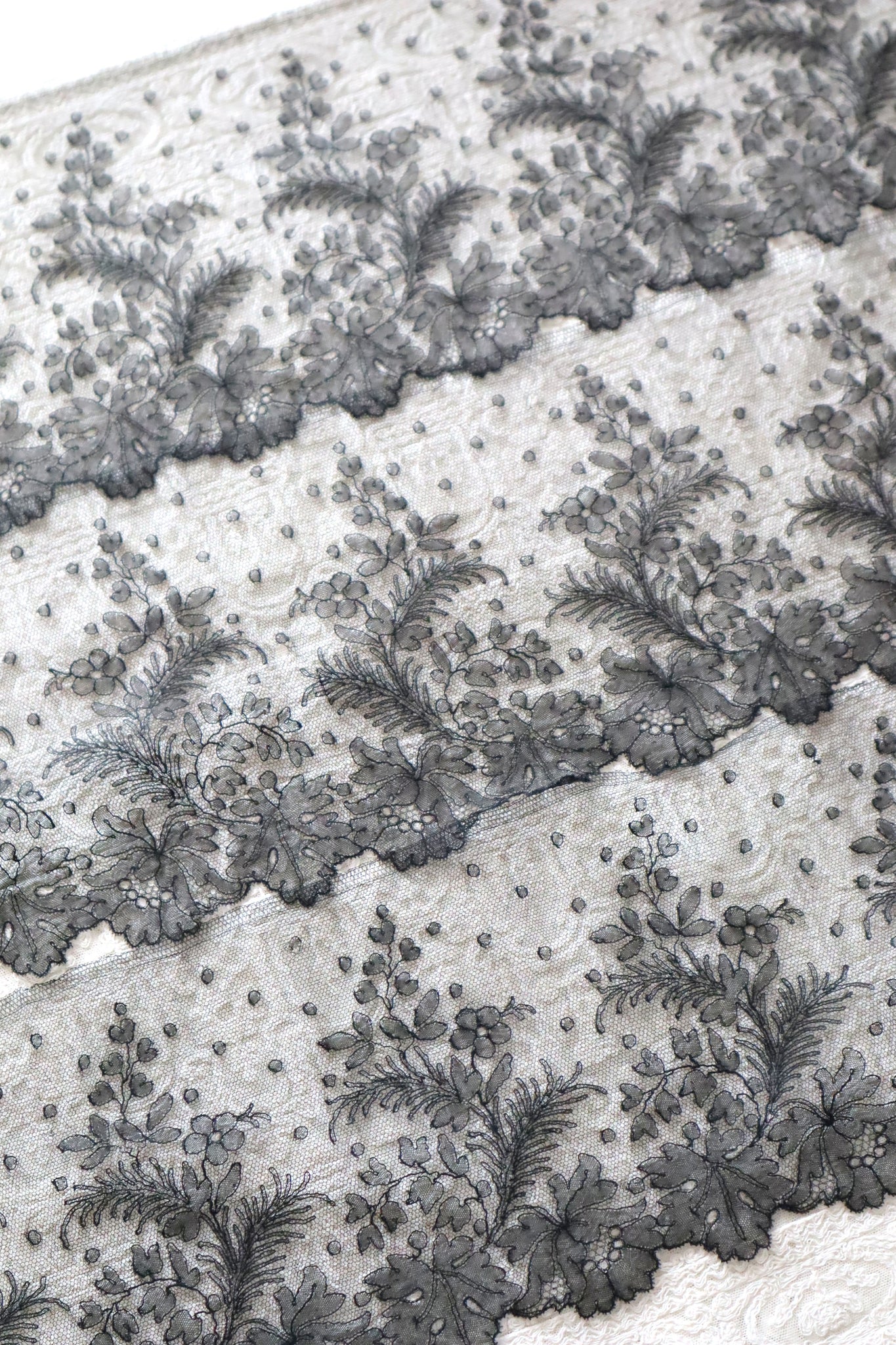 1920s Chantilly Style Lace Trim with Picot Edge, 268 × 19.5cm