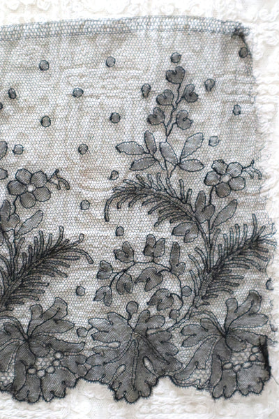 1920s Chantilly Style Lace Trim with Picot Edge, 268 × 19.5cm