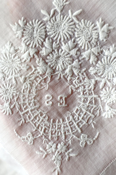 1890s French Monogram & Lace Handkerchief