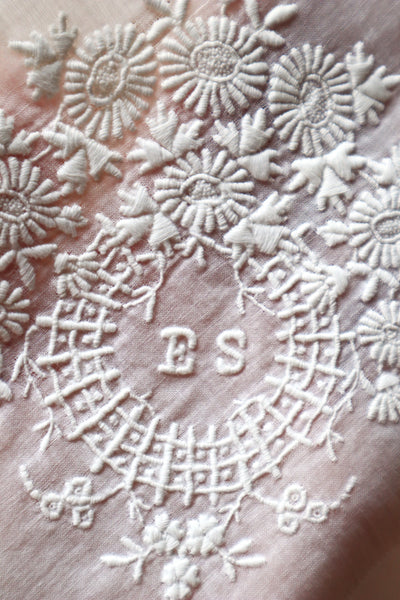 1890s French Monogram & Lace Handkerchief