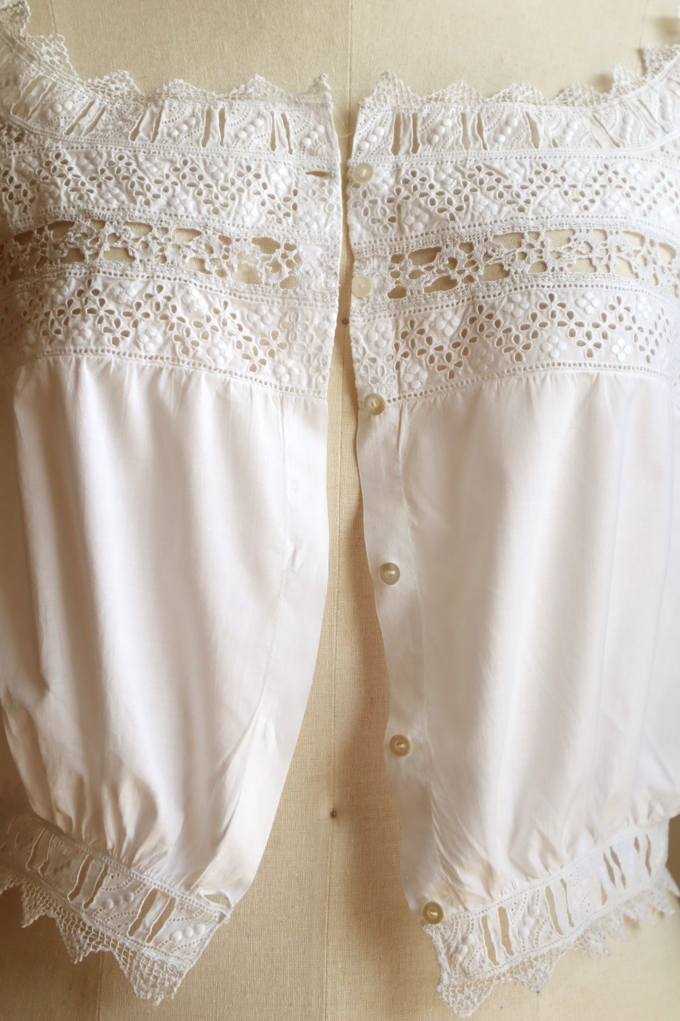 1910s Bobbin Lace Corset Cover