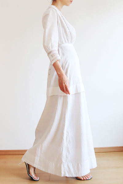 1900s Edwardian Linen Dress