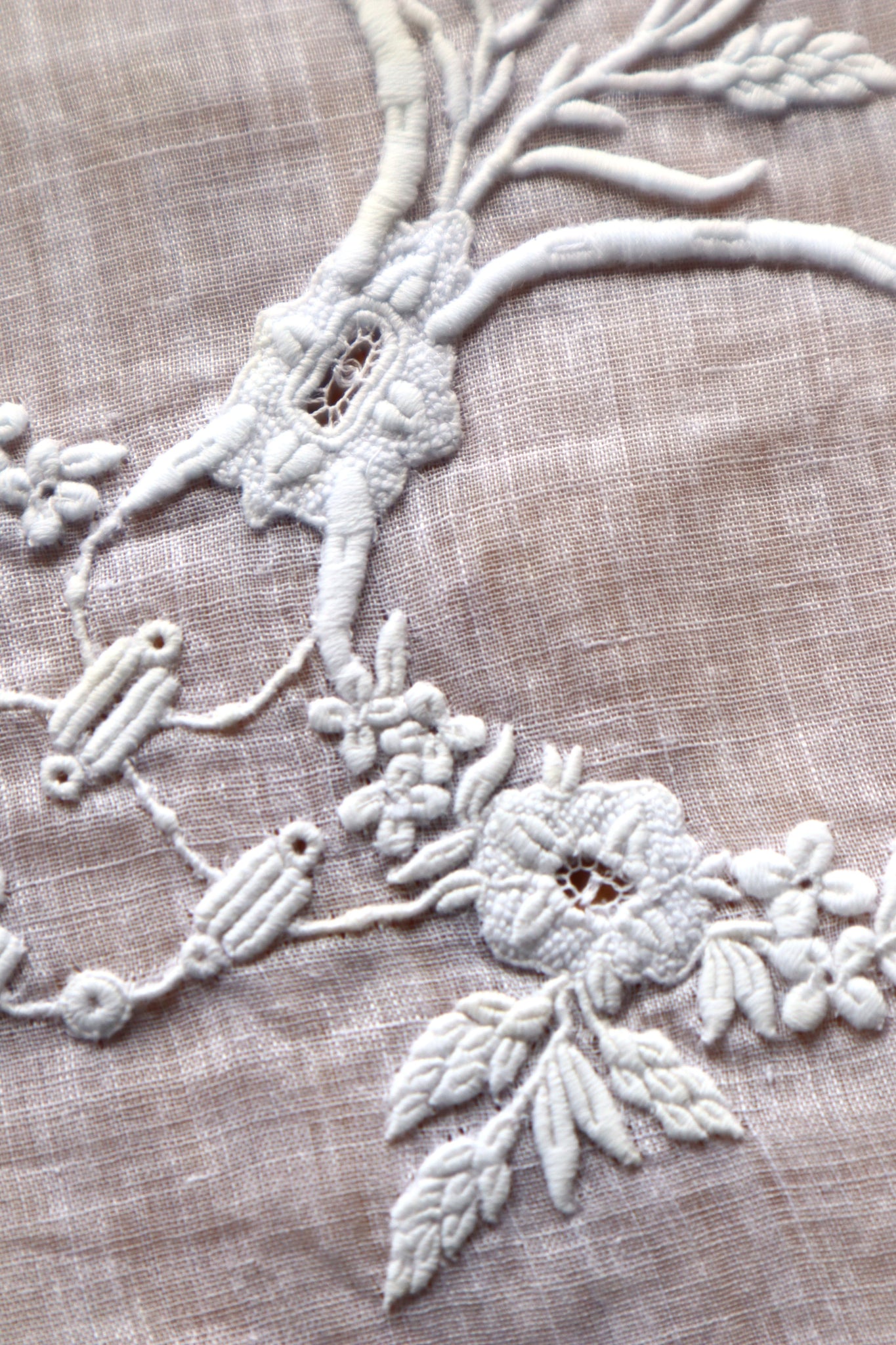 1900s French Drawnwork Handkerchief