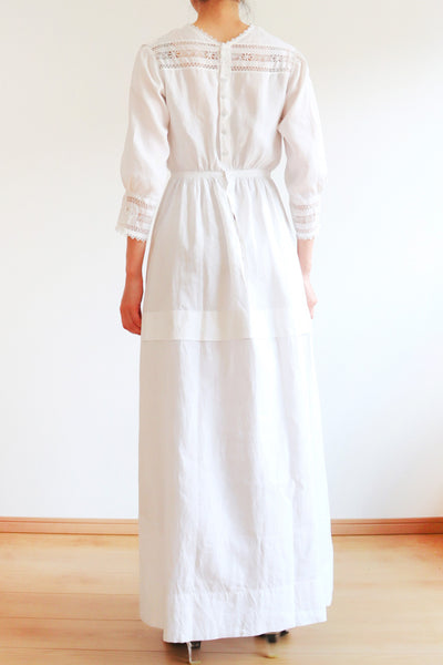 1900s Edwardian Linen Dress