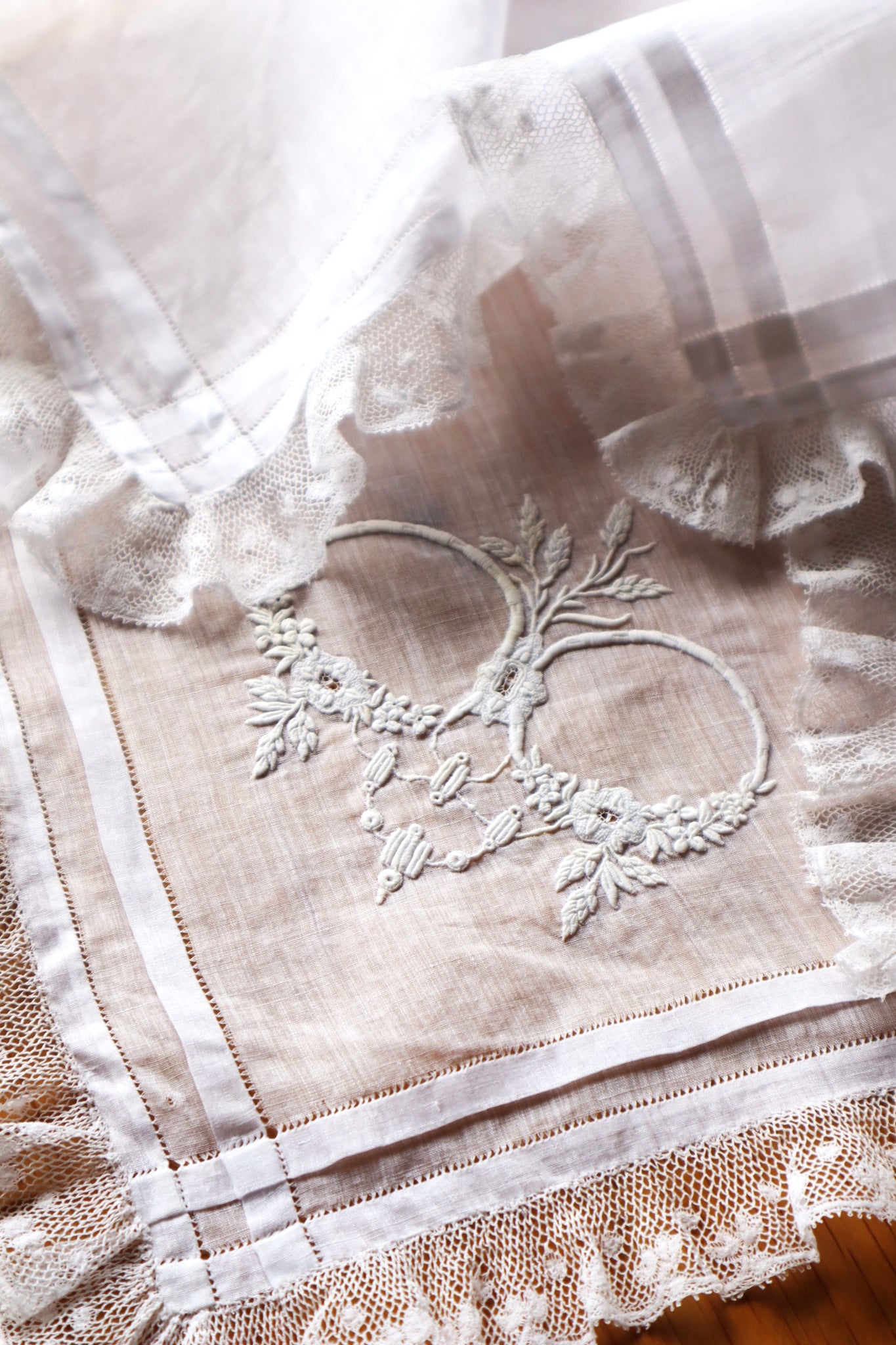1900s French Drawnwork Handkerchief