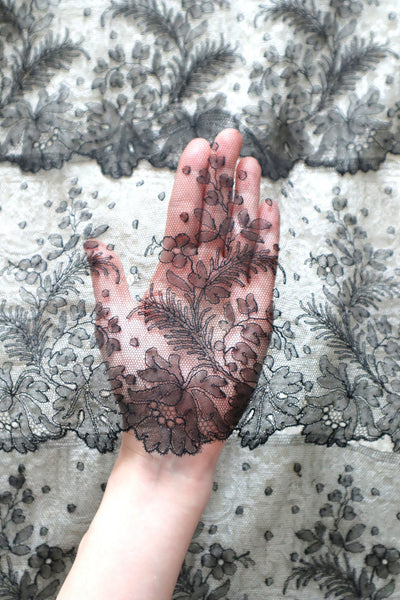 1920s Chantilly Style Lace Trim with Picot Edge, 268 × 19.5cm