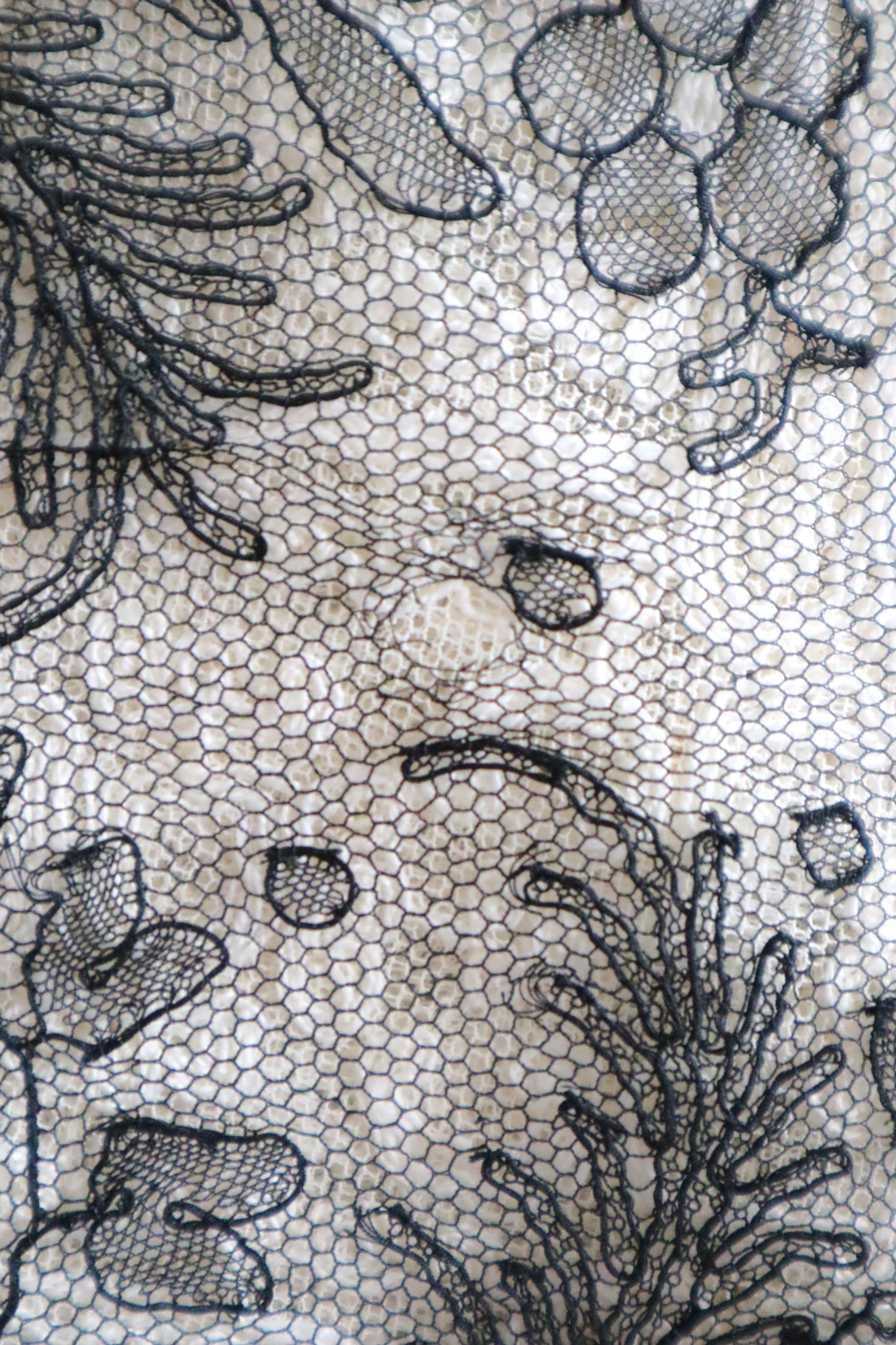 1920s Chantilly Style Lace Trim with Picot Edge, 268 × 19.5cm