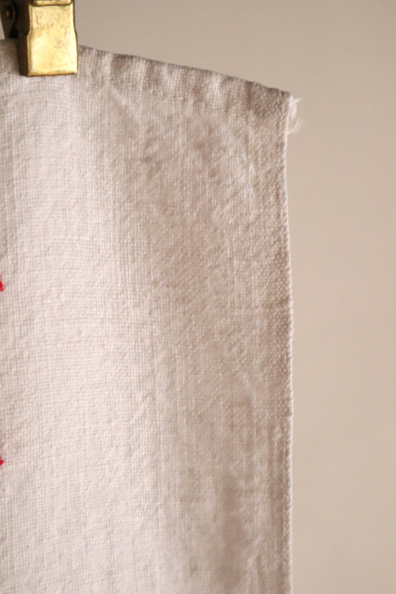 1900s–1910s French Redwork Morning Glory Linen Panel