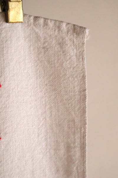1900s–1910s French Redwork Morning Glory Linen Panel