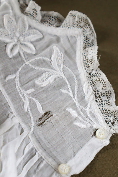 1900s Edwardian Muslin Cotton Embroidered Blouse