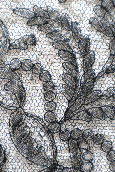 1910s Chantilly Style Lace Trim with Picot Edge, 236 × 25cm