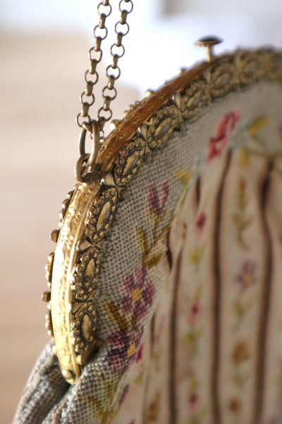 1895–1910 French Petit Point Floral Evening Bag