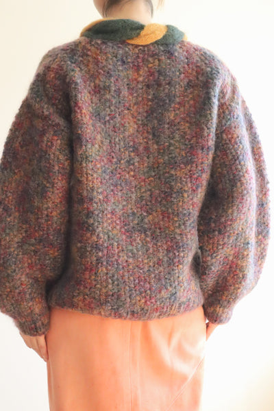 80s Hand Knit Twist Collar Sweater