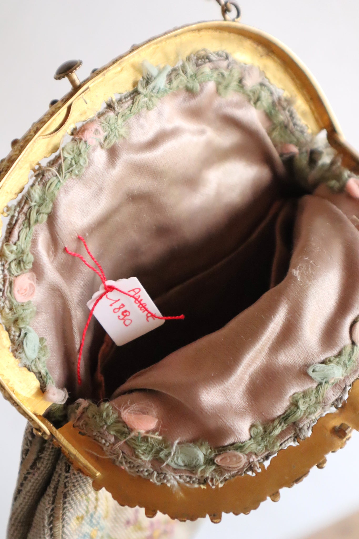 1895–1910 French Petit Point Floral Evening Bag
