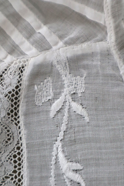 1900s Edwardian Muslin Cotton Embroidered Blouse