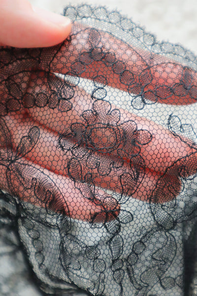 1910s Chantilly Style Lace Trim with Picot Edge, 236 × 25cm