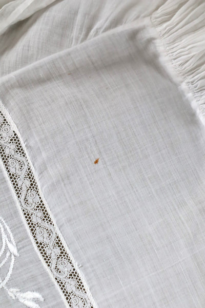 1900s Edwardian Muslin Cotton Embroidered Blouse