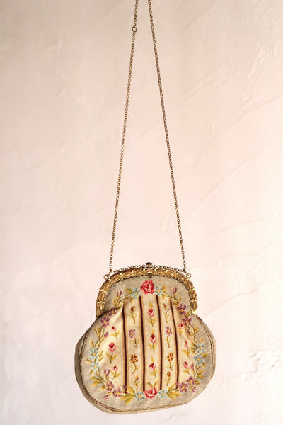 1895–1910 French Petit Point Floral Evening Bag