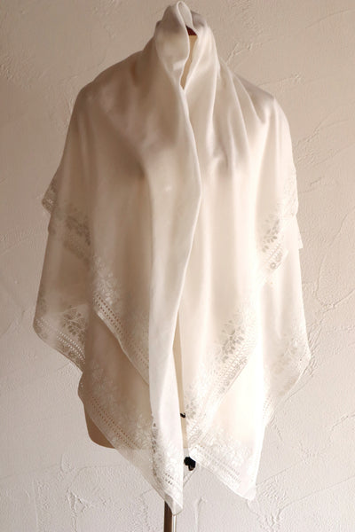 19th Century French Hand Embroidered Muslin Fichu