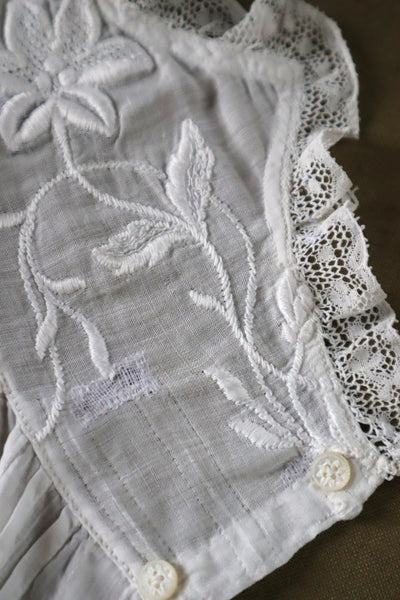 1900s Edwardian Muslin Cotton Embroidered Blouse