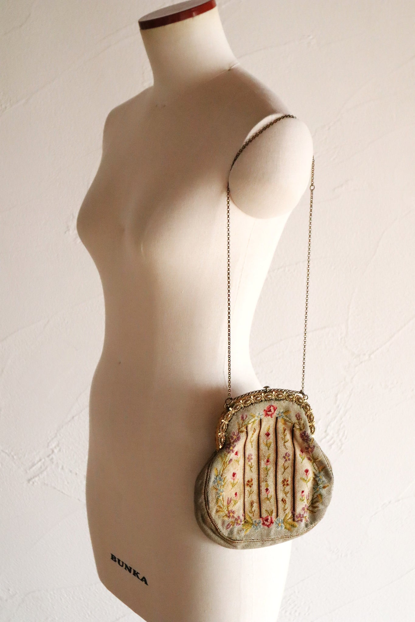 1895–1910 French Petit Point Floral Evening Bag