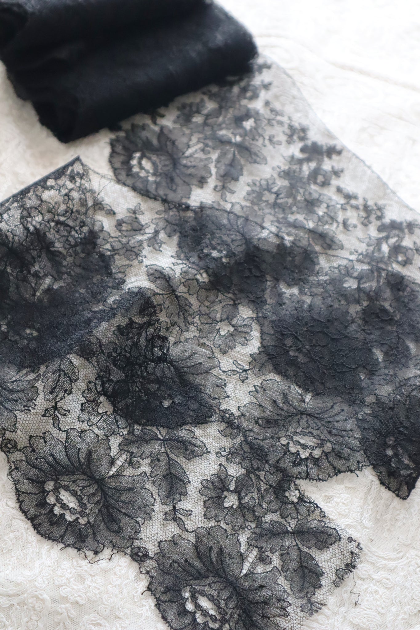 1920s Chantilly Style Lace Trim with Picot Edge, 690×18cm