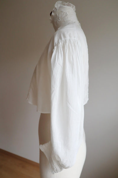 1900s Edwardian Muslin Cotton Embroidered Blouse