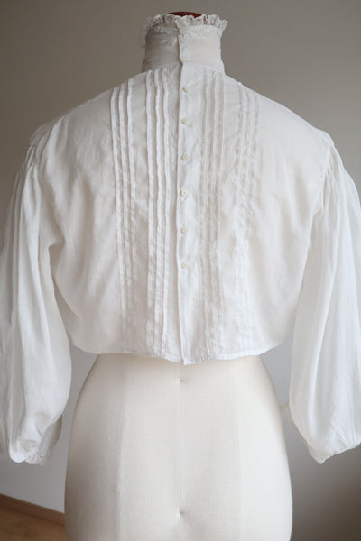 1900s Edwardian Muslin Cotton Embroidered Blouse