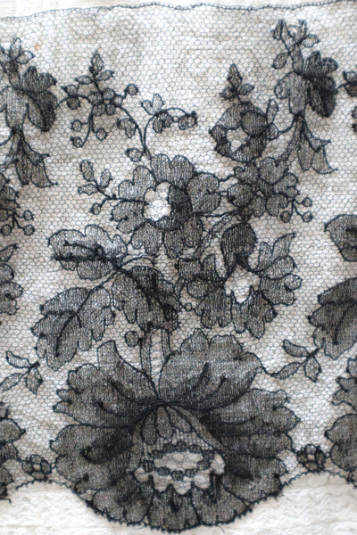 1920s Chantilly Style Lace Trim with Picot Edge, 690×18cm