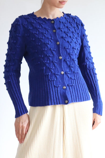 80s Hand Knit Blue Austrian Cardigan