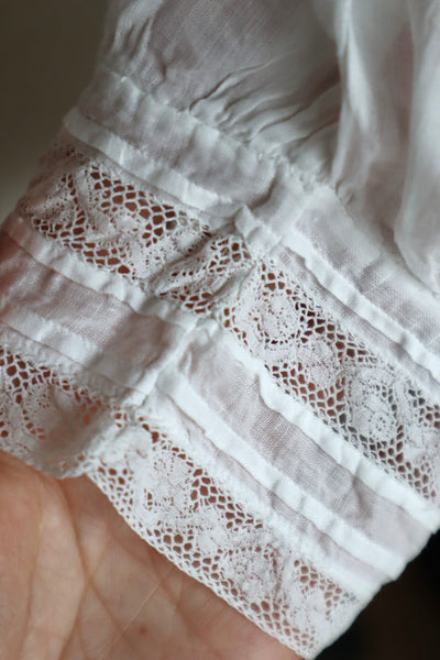 1900s Edwardian Muslin Cotton Embroidered Blouse