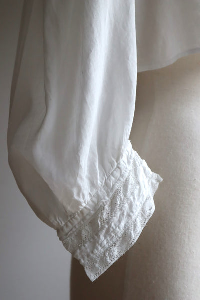 1900s Edwardian Muslin Cotton Embroidered Blouse