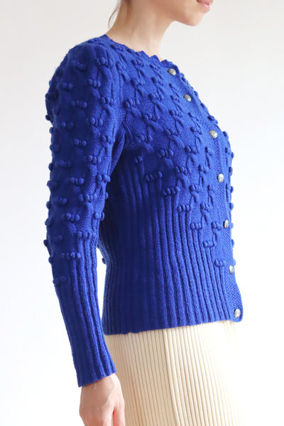 80s Hand Knit Blue Austrian Cardigan