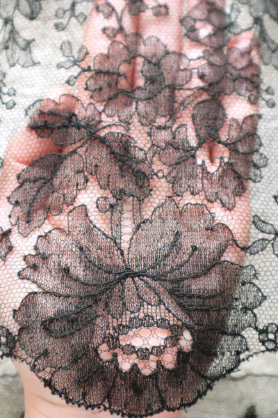 1920s Chantilly Style Lace Trim with Picot Edge, 690×18cm